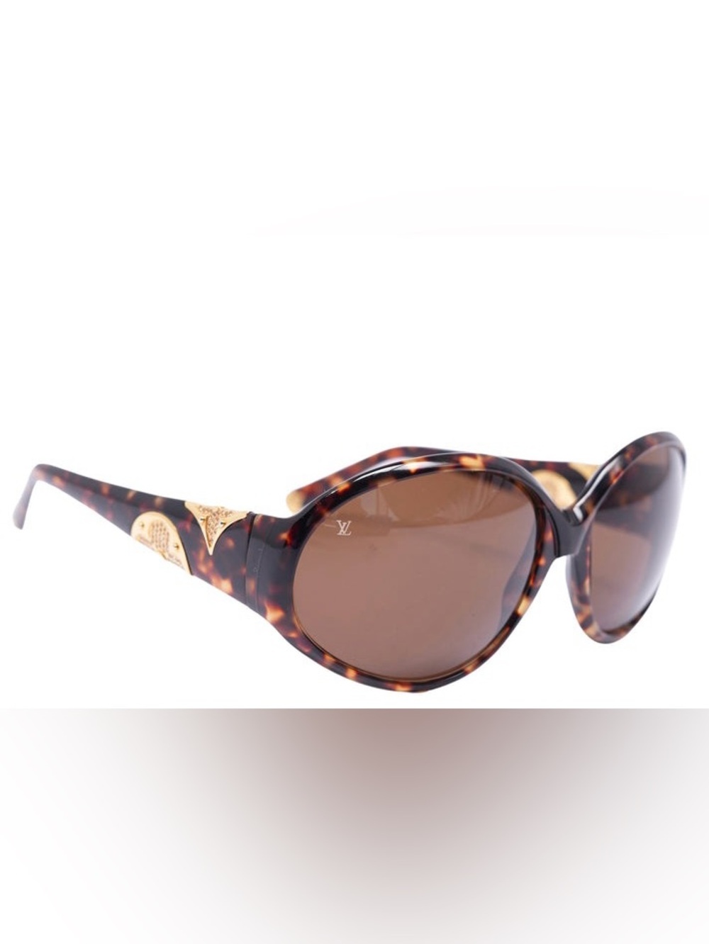 Louis Vuitton Tortoiseshell Oval Sunglasses with Gold Accents